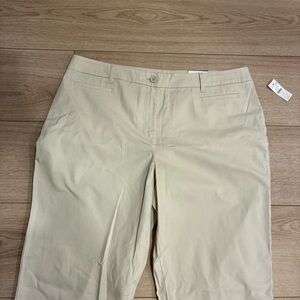 NWT Talbots Women’s Stretch Twill Crop Khaki Pant Cotton Size 14